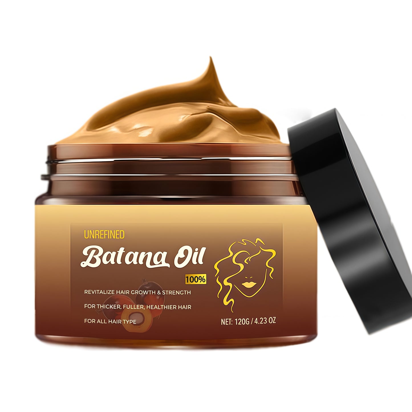 Botanic Batana Oil - 100% Unrefined Honduran Growth Blend, 120ml Jar, Vegan Cruelty-Free Haircare, Repairing Scalp Hair Strengthener for Thicker Denser Hair, Moisturizing Treatment
